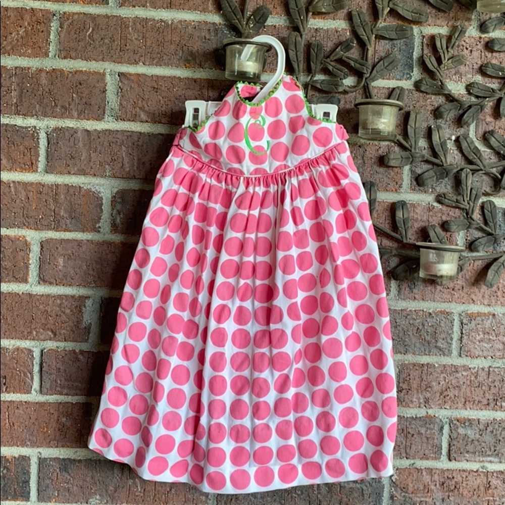 Peaches n cream monogrammed C letter dress girls